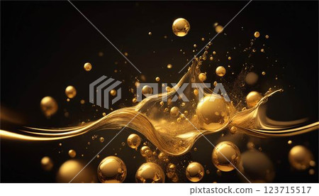 Water bubbles drops splashes gold background material wallpaper frame Water bubbles drops splashes gold background material wallpaper frame 123715517