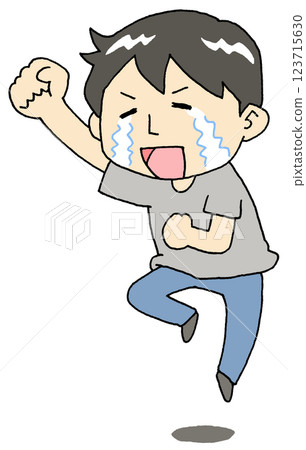 Man crying tears of joy Man crying tears of joy 123715630