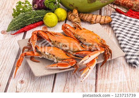Hot fresh Boiled red crab Hot fresh Boiled red crab 123715739