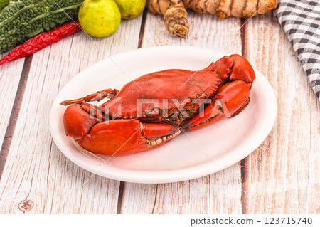 Hot fresh Boiled red crab 123715740