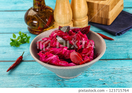 Homemade pickled red cabbage sauerkraut Homemade pickled red cabbage sauerkraut 123715764