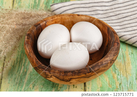 Raw white uncooked chicken eggs 123715771