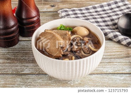 Japanese Ramen soup with duck 123715793