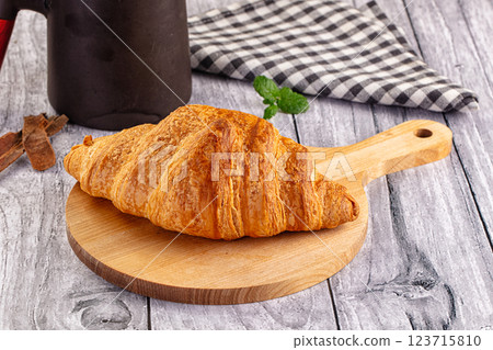 Fresh hot homemade croissant for breakfast 123715810
