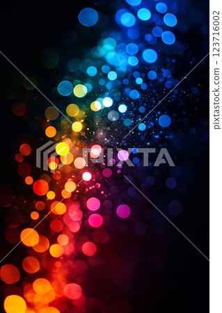 Colorful light particles spreading over a black background 123716002