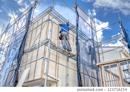 Exterior wall repair work for detached houses Exterior wall renovation 123716254