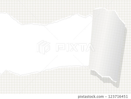 Torn graph paper background frame, grid, notebook 123716451