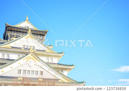 A castle tower at Osaka Castle A castle tower at Osaka Castle 123716830