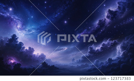 太空中漂浮的星雲、恆星和雲海 123717383