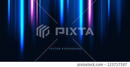 Hi-speed blue and pink neon vertical beams rays on dark blue background. Speed motion moving concept. Hi-speed blue and pink neon vertical beams rays on dark blue background. Speed motion moving concept. 123717387