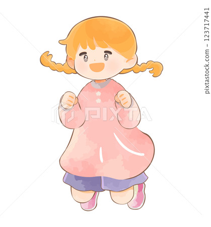 跳躍的兒童女孩 123717441