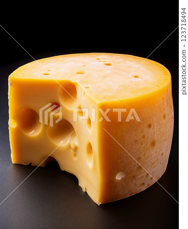 Realistic hard cheese, placed on its own Realistic hard cheese, placed on its own 123718494