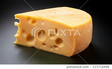 Realistic hard cheese, placed on its own Realistic hard cheese, placed on its own 123718499