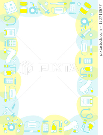Simple medical equipment item illustration frame_blue yellow border decoration 123718677