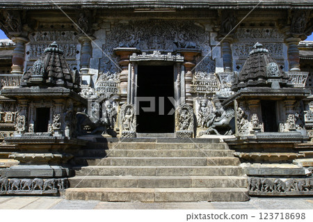 Image of stone temples and stone sculptures in India. Image of stone temples and stone sculptures in India. 123718698
