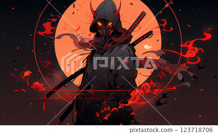 戴著惡魔面具的武士忍者 戴著惡魔面具的武士忍者 123718706