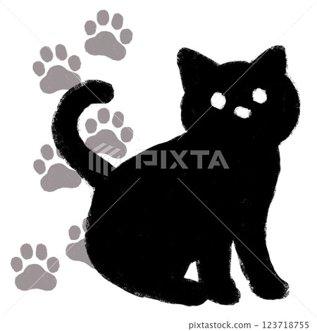 Simple illustration, crayon touch, early childhood education, cat illustration Simple illustration, crayon touch, early childhood education, cat illustration 123718755