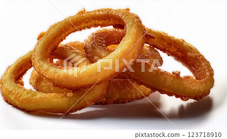 Realistic crispy onion rings Realistic crispy onion rings 123718910