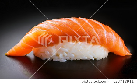 Realistic salmon nigiri sushi Realistic salmon nigiri sushi 123718911