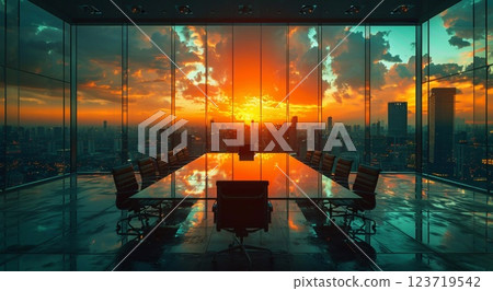 Empty meeting room office in large business building.Macro.AI Generative. 123719542