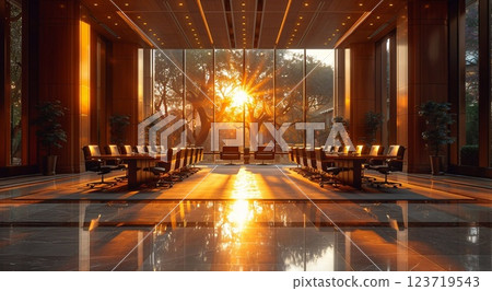 Empty meeting room office in large business building.Macro.AI Generative. 123719543