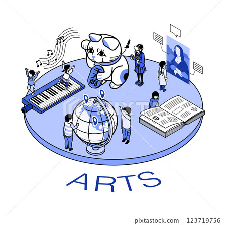 未來教育藝術概念藝術單色藍色 未來教育藝術概念藝術單色藍色 123719756