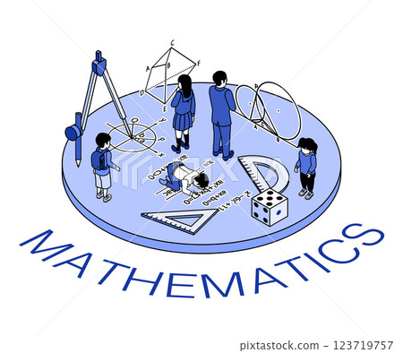 未來教育數學概念藝術單色藍色 未來教育數學概念藝術單色藍色 123719757