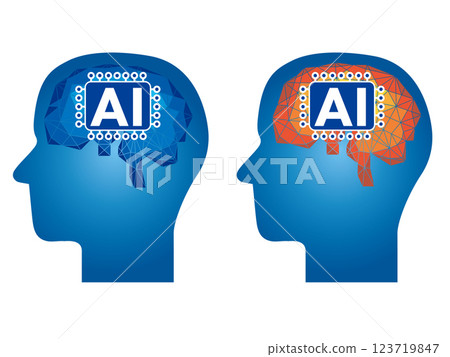 人工智慧 AI 插圖集-人的輪廓和大腦電腦電路的線框 人工智慧 AI 插圖集-人的輪廓和大腦電腦電路的線框 123719847