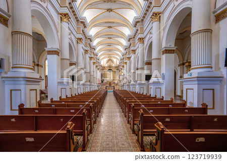 Interior of Church Iglesia de guascas, Guasca, Cundinamarca department, Colombia. 123719939