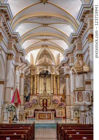 Interior of Church Iglesia de guascas, Guasca, Cundinamarca department, Colombia. 123719941