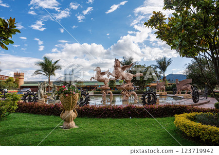 Biopark Wakata, Mythological Fountain in Jaime Duque Park, Metropolitan Area of Bogota, Colombia. Biopark Wakata, Mythological Fountain in Jaime Duque Park, Metropolitan Area of Bogota, Colombia. 123719942