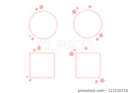 一組帶有櫻花花瓣的線畫框 一組帶有櫻花花瓣的線畫框 123720720