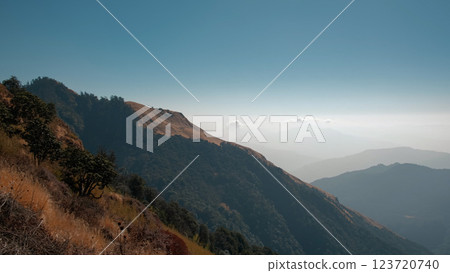 Ghorepani day trek showcases stunning vistas of Nepal's Annapurna region, pan 123720740