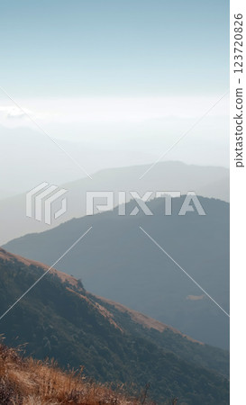 Stunning mountain views and serene landscapes of Ghorepani in Nepal, pan 123720826