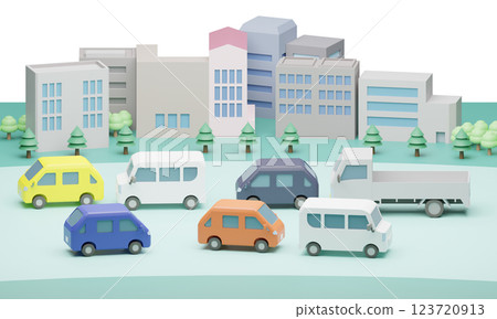 城市裡奔跑的各種汽車 123720913