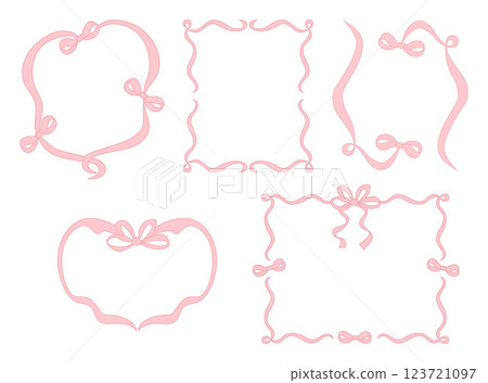 Vintage Coquette Frame with Bows and Ribbons Set. Romantic Pink Girly Vibe. Vector illustration. Isolated Trendy aesthetic Template for wedding, birthday, party invitations Vintage Coquette Frame with Bows and Ribbons Set. Romantic Pink Girly Vibe. Vector illustration. Isolated Trendy aesthetic Template for wedding, birthday, party invitations 123721097