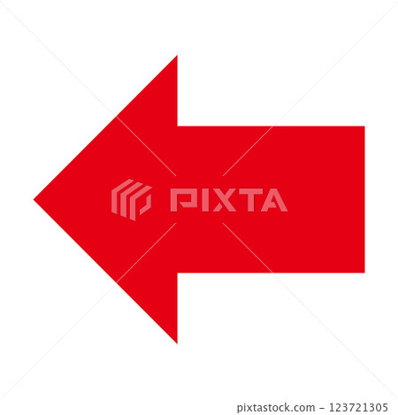 白色背景上簡單的向左指向的紅色箭頭 123721305