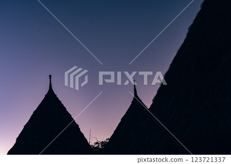 Traditional houses of Waerebo in the evening 123721337