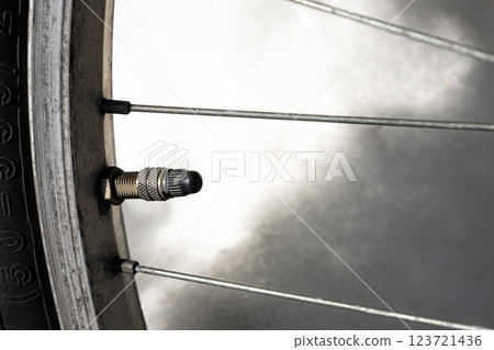 Aged bicycle tire valve Aged bicycle tire valve 123721436