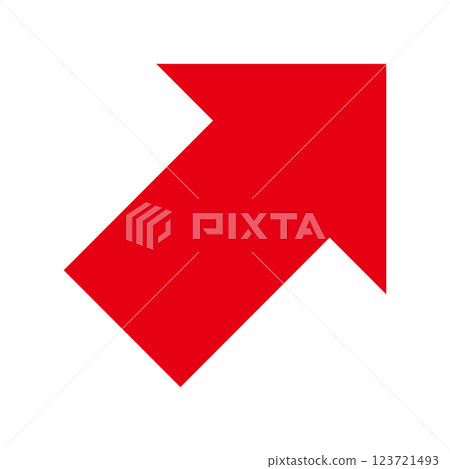 Simple red arrow pointing up and to the right on a white background 123721493