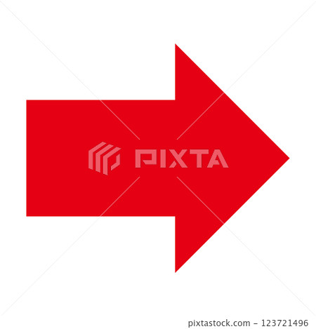 Simple right-facing red arrow on white background 123721496