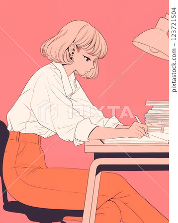 學習的女孩的插圖 123721504