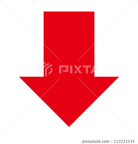 白色背景上簡單的向下紅色箭頭 123721535