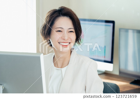 Businesswoman working with digital transformation tools 123721659