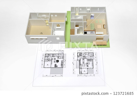 House model, architectural model, blueprint 123721685
