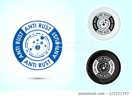 Anti rust icon design illustration. Anti oxidation sign, Rust resistant symbol, Color black and white Anti rust icon design illustration. Anti oxidation sign, Rust resistant symbol, Color black and white 123721747