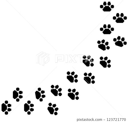 可愛的寵物狗或貓行走動物爪子插圖 123721770