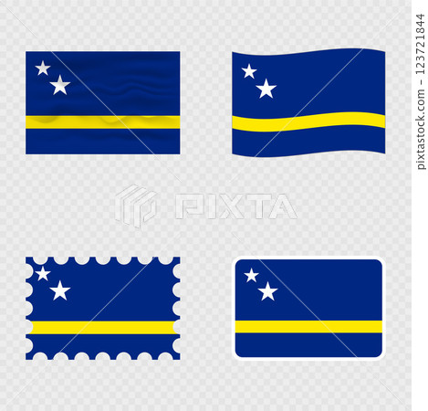 Curacao national flag in four different styles. 123721844