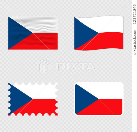 Czech Republic national flag in four different styles. Czech Republic national flag in four different styles. 123721846