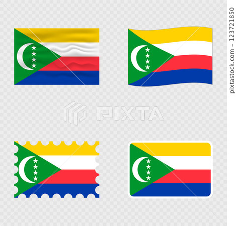 Comoros national flag in four different styles. Comoros national flag in four different styles. 123721850